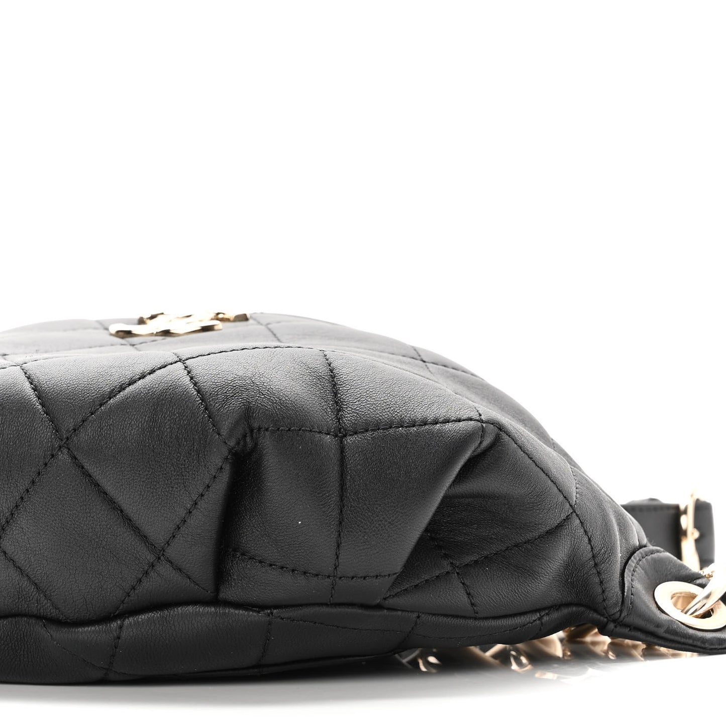 Lambskin Quilted Resin Bi-Color Waist Bag Fanny Pack Black