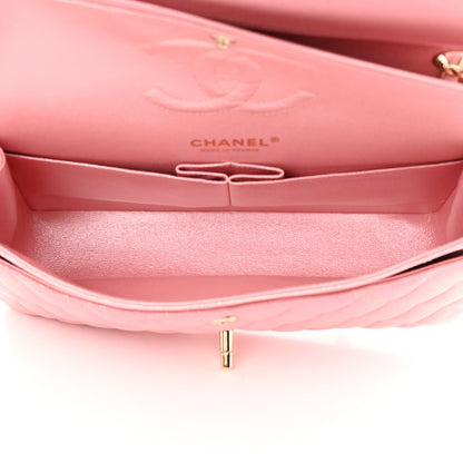 Chanel Iridescent Caviar Quilted Medium Double Flap Rose Pink 5 of 10