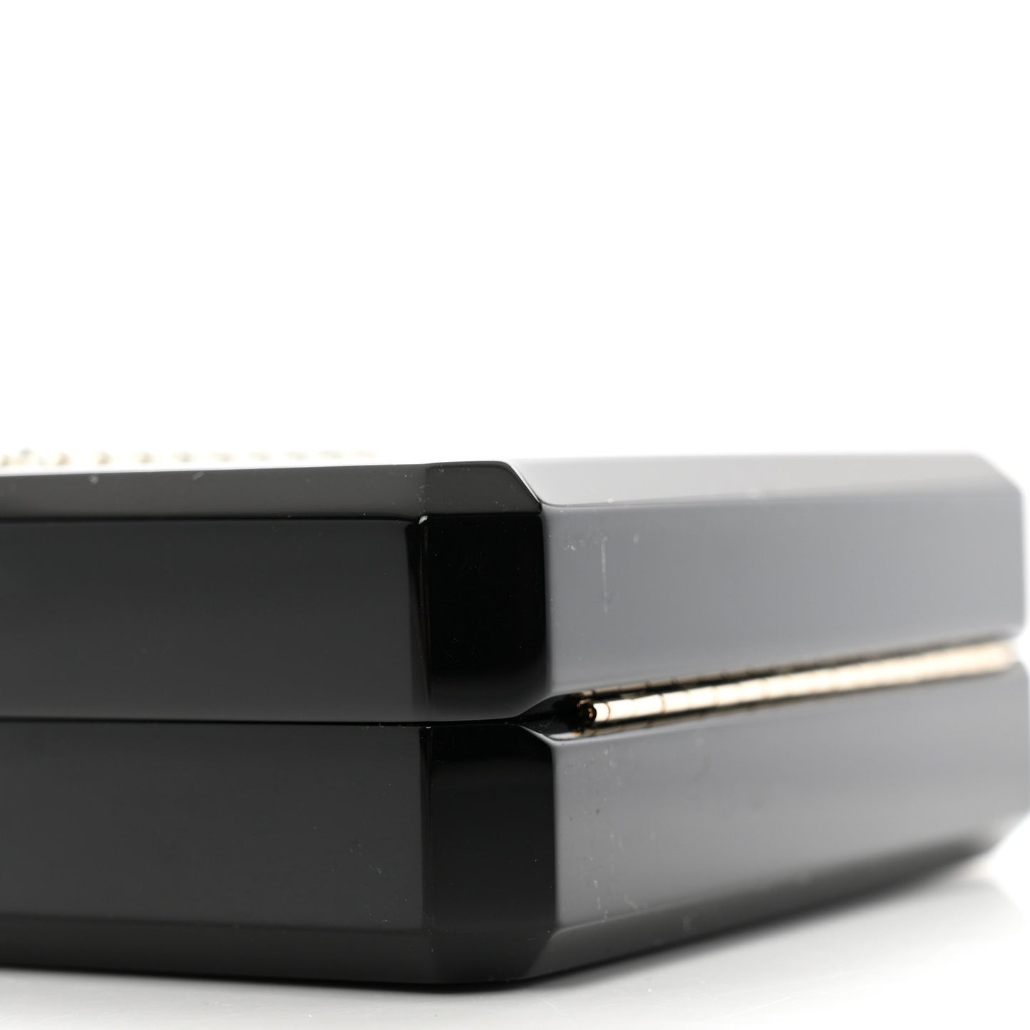 Plexiglass Perfume Bottle Clutch Black Gold