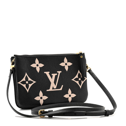 Louis Vuitton Empreinte Monogram Giant Double Zip Pochette Black Cream 3 of 12