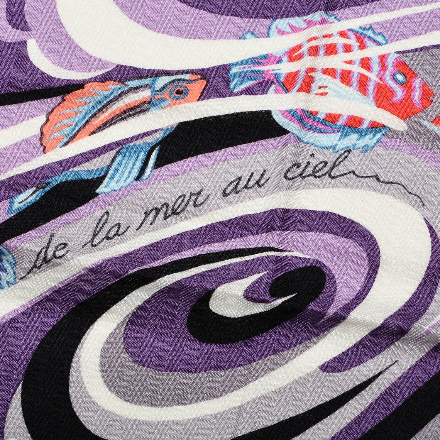 Hermes Cashmere Silk De La Mer Au Ciel Shawl 140 Mauve Gris Potiron 5 of 6