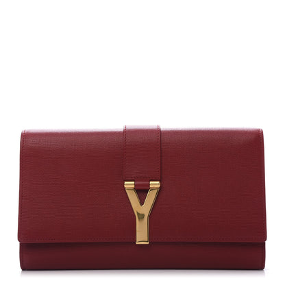 Saint Laurent Calfskin Classic Y Ligne Clutch Red 1 of 9