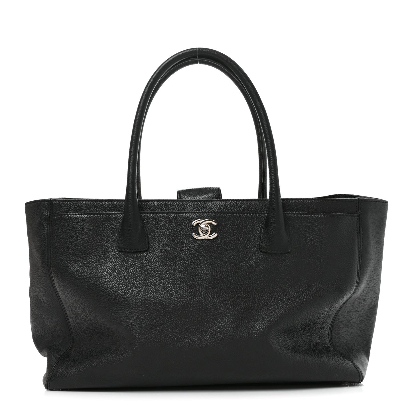 Calfskin Cerf Executive Shopper Tote Black