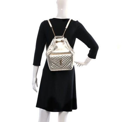 Saint Laurent Lambskin Matelasse Monogram Joe Backpack Pale Gold 3 of 9