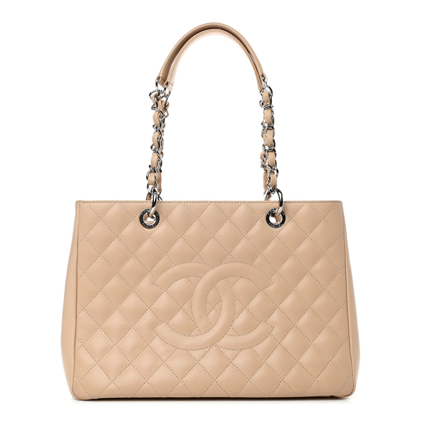 Caviar Quilted Grand Shopping Tote GST Beige Clair