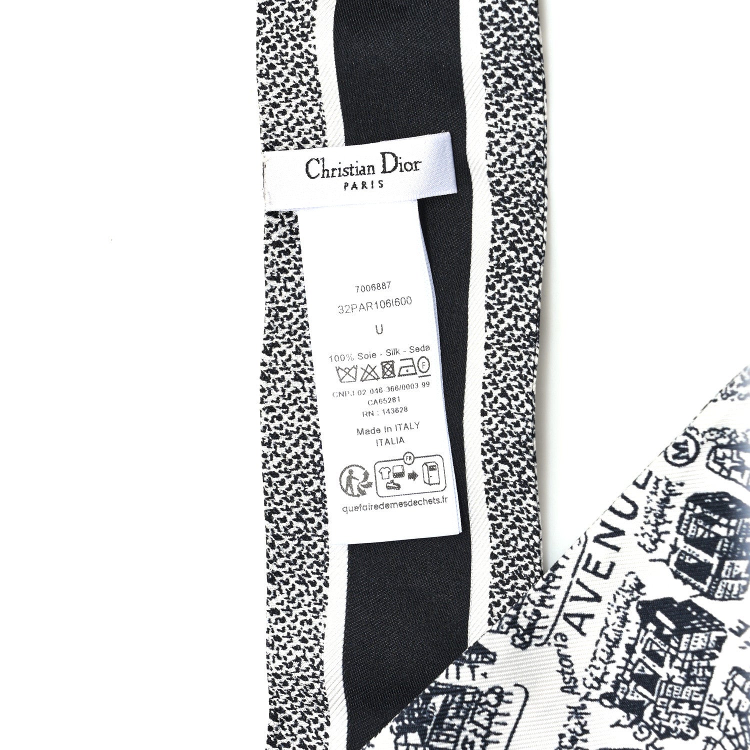 Christian Dior Silk Plan De Paris Mitzah Scarf White Black 3 of 3