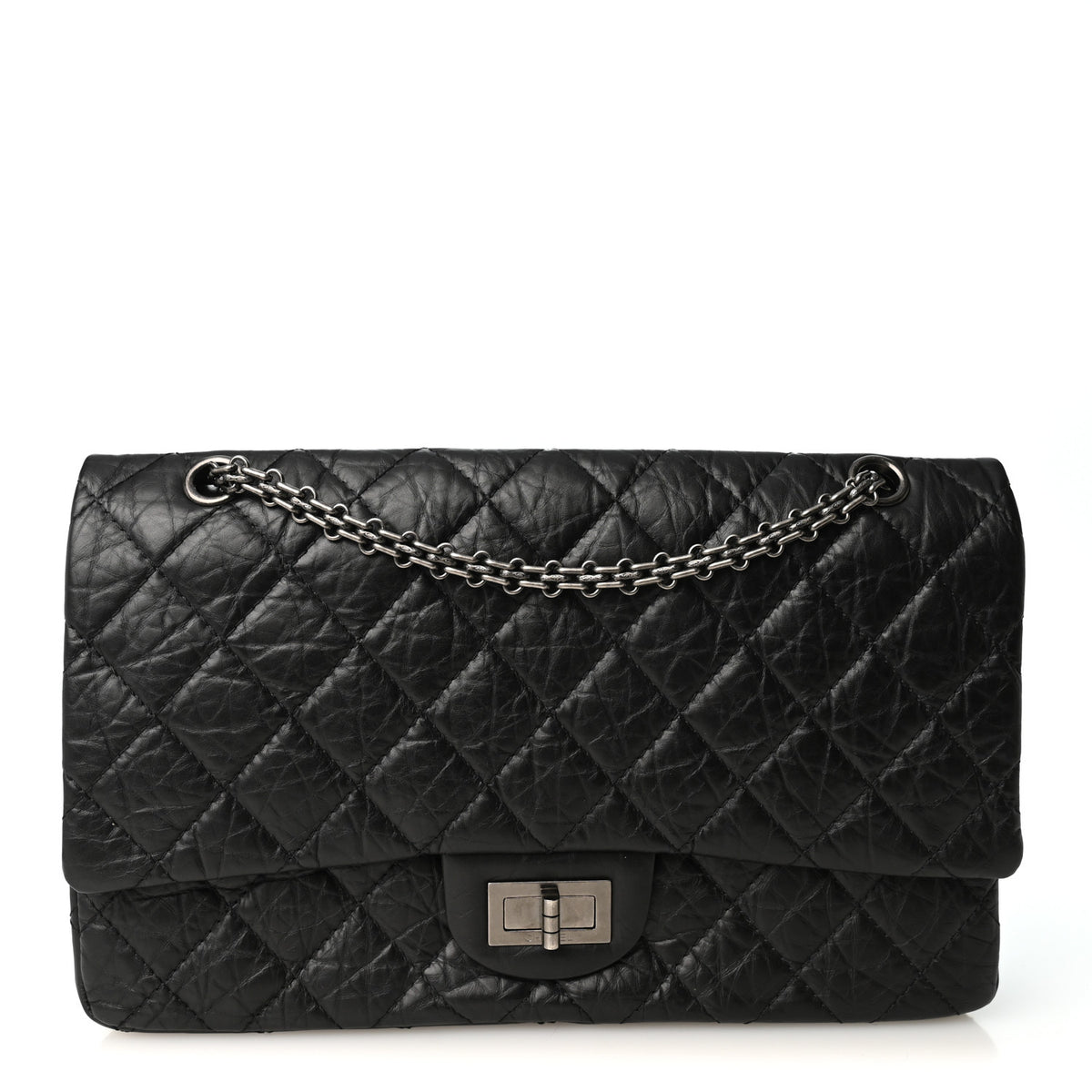 Aged Calfskin Quilted 2.55 Reissue 227 Flap Black