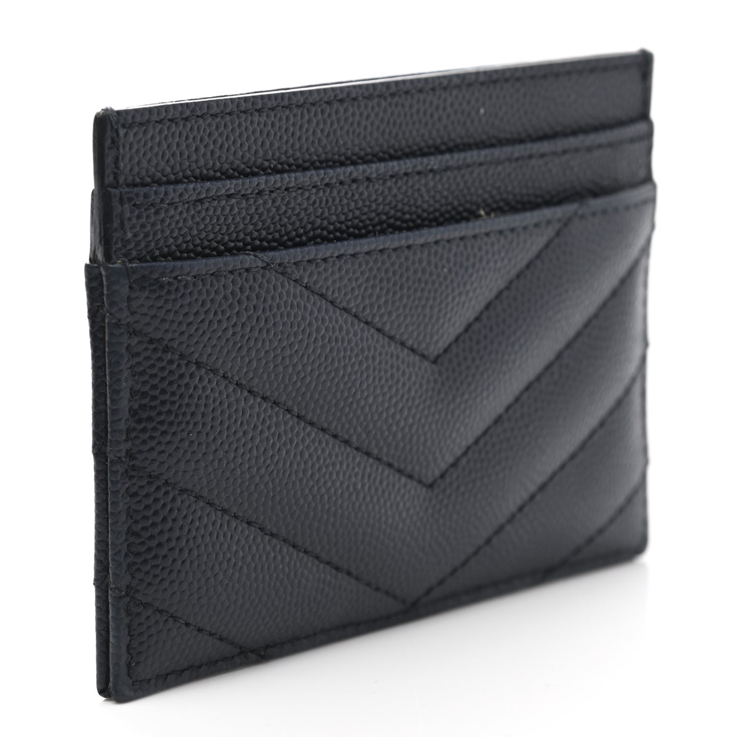 Grain De Poudre Matelasse Chevron Monogram Credit Card Case Deep Marine