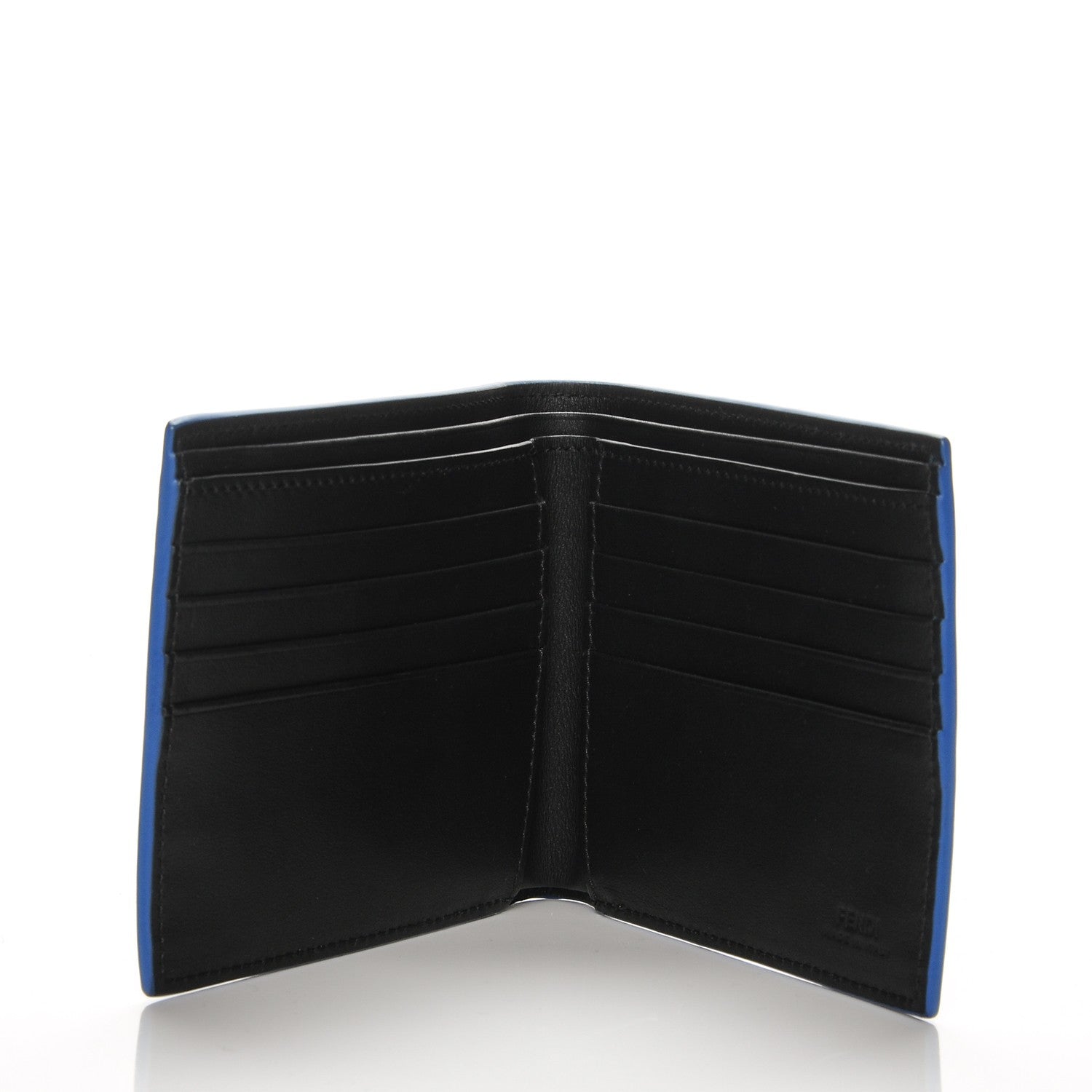 Fendi Vitello Century Face No Words Monochrome Bi-Fold Wallet Black 5 of 6
