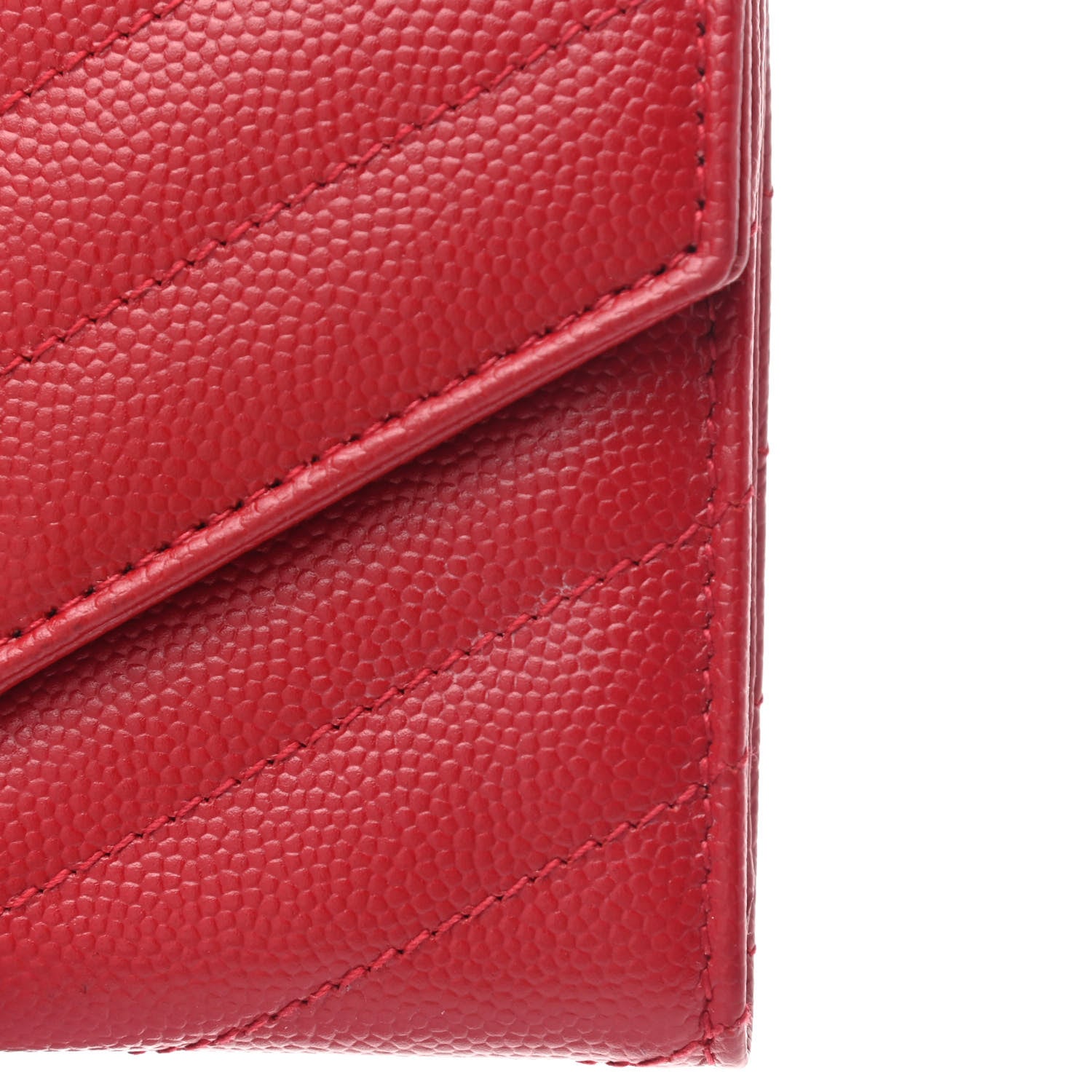 Saint Laurent Grain De Poudre Matelasse Chevron Small Monogram Envelope Wallet New Red 18 of 18