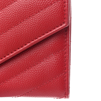 Saint Laurent Grain De Poudre Matelasse Chevron Small Monogram Envelope Wallet New Red 18 of 18