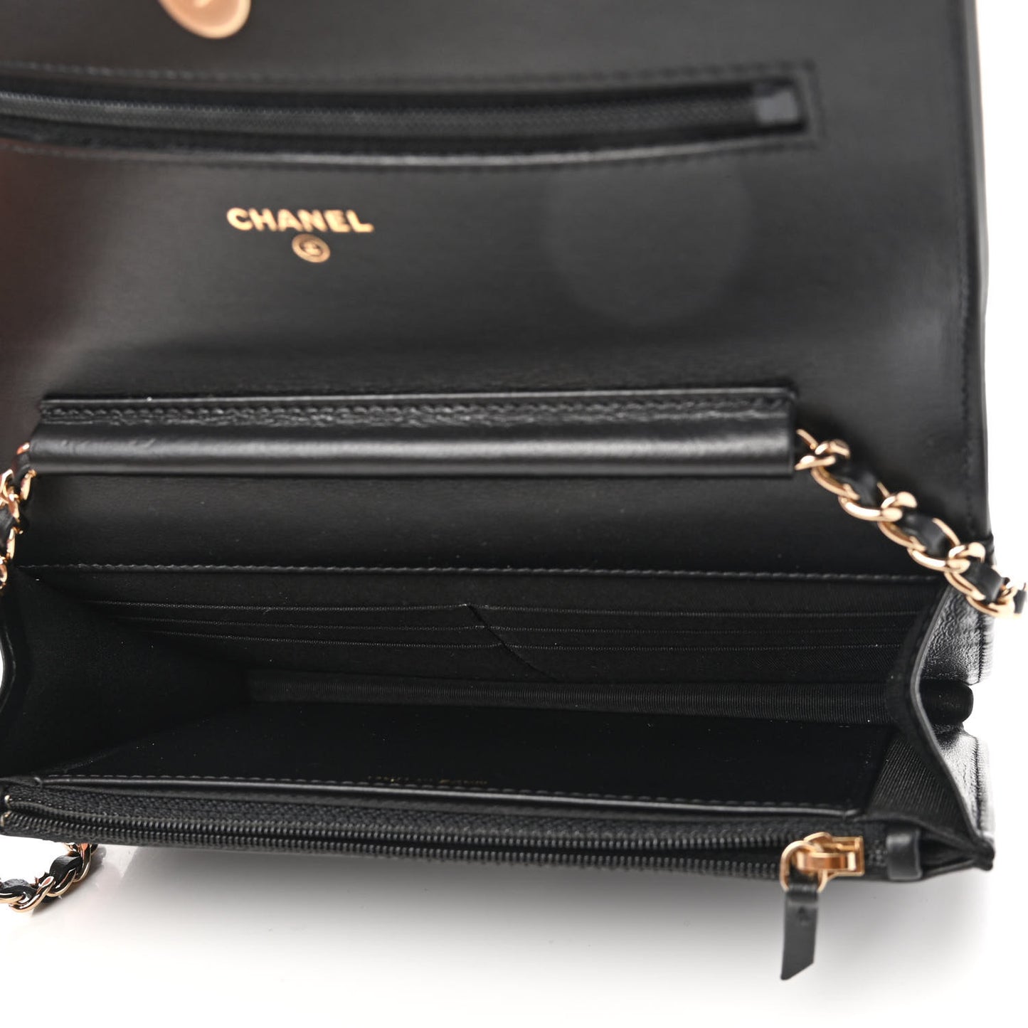 Caviar Quilted CC Filigree Wallet On Chain WOC Black