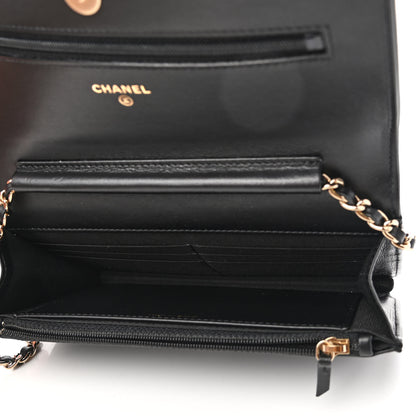 Chanel Caviar Quilted CC Filigree Wallet On Chain WOC Black 5 of 11