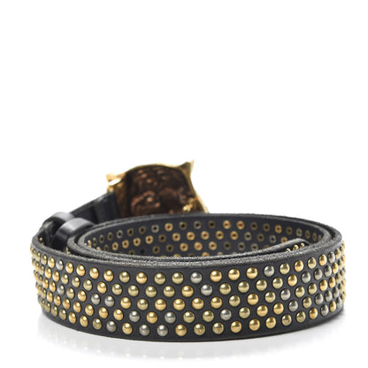 Gucci Calfskin Studded Feline Belt 100 40 Black 3 of 6