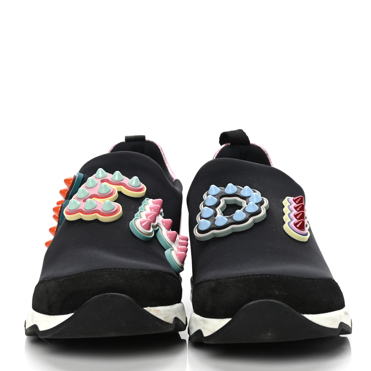 Fendi Neoprene Fun Fair Studded Scuba Sneakers 38 Blue 2 of 4