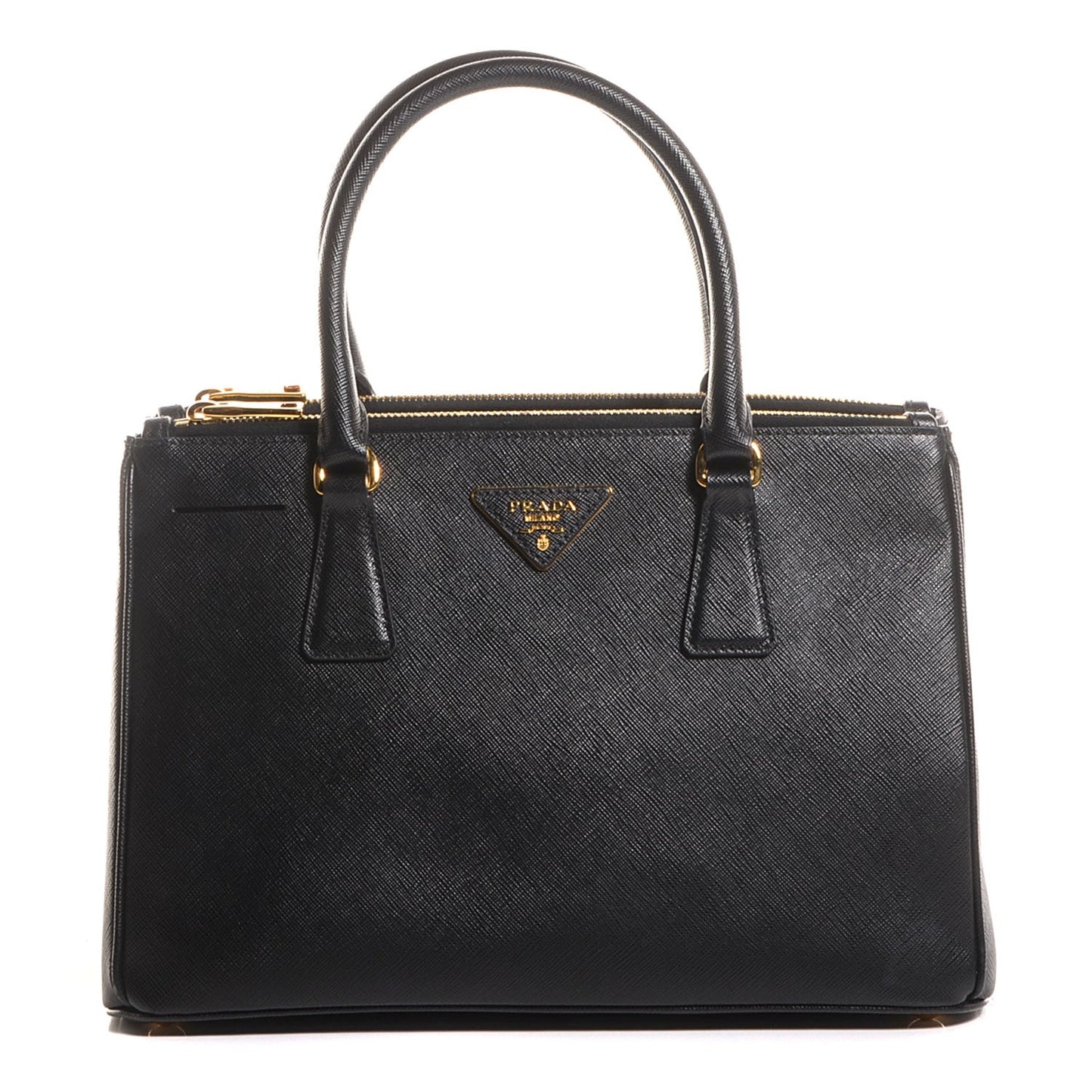 Saffiano Lux Small Double Zip Tote Nero Black