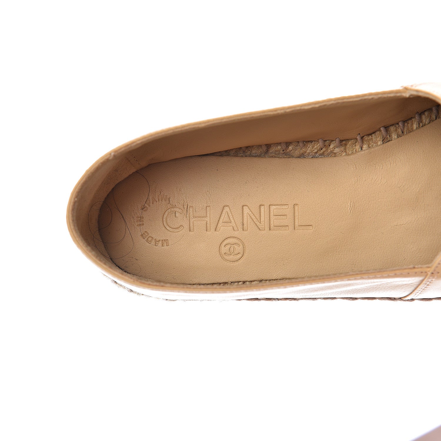 Chanel Lambskin CC Espadrilles 37 Beige Black 6 of 12