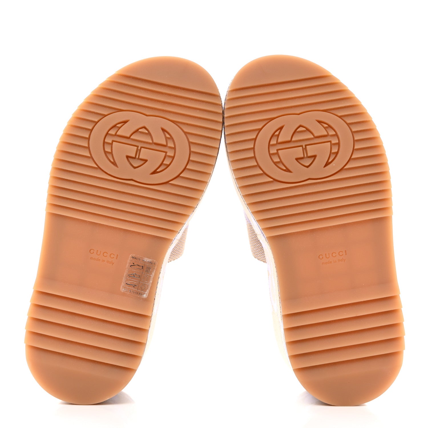 Gucci Monogram Jumbo GG Platform Slide Wedge Sandals 37.5 Beige Lapis 5 of 8