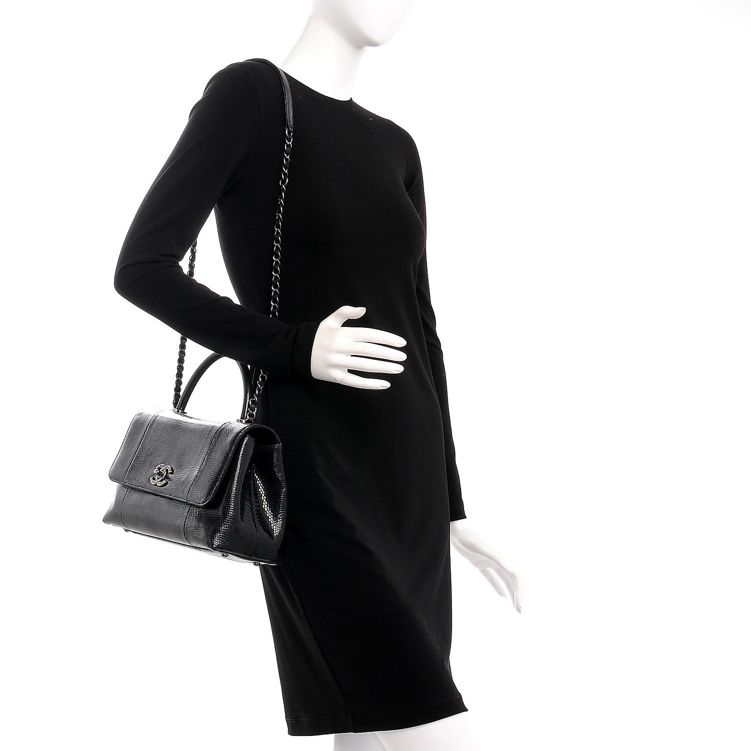 Chanel Lizard Medium Coco Handle Flap Black 2 of 9