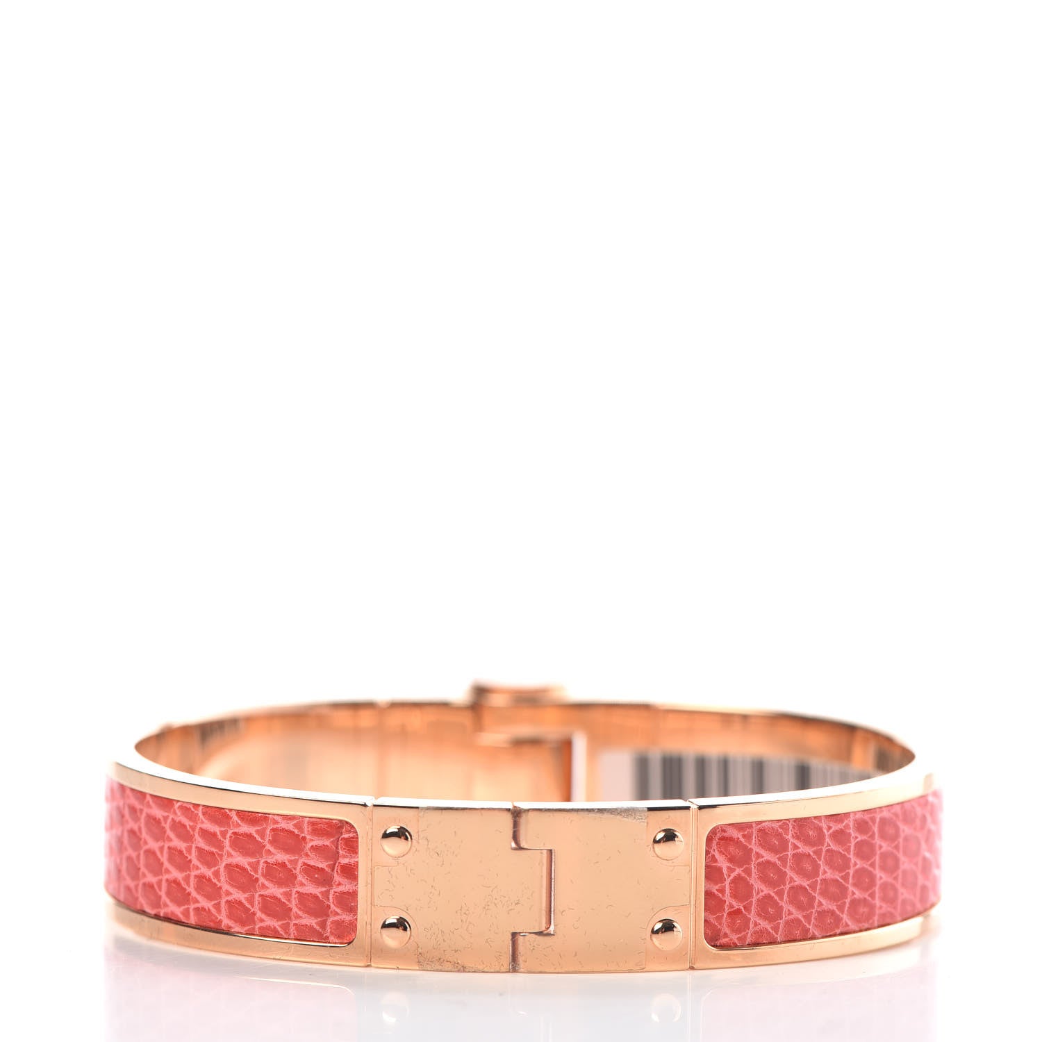 Hermes Lizard Charniere Cuir Narrow Hinged Bracelet S Bougainvillea 3 of 5
