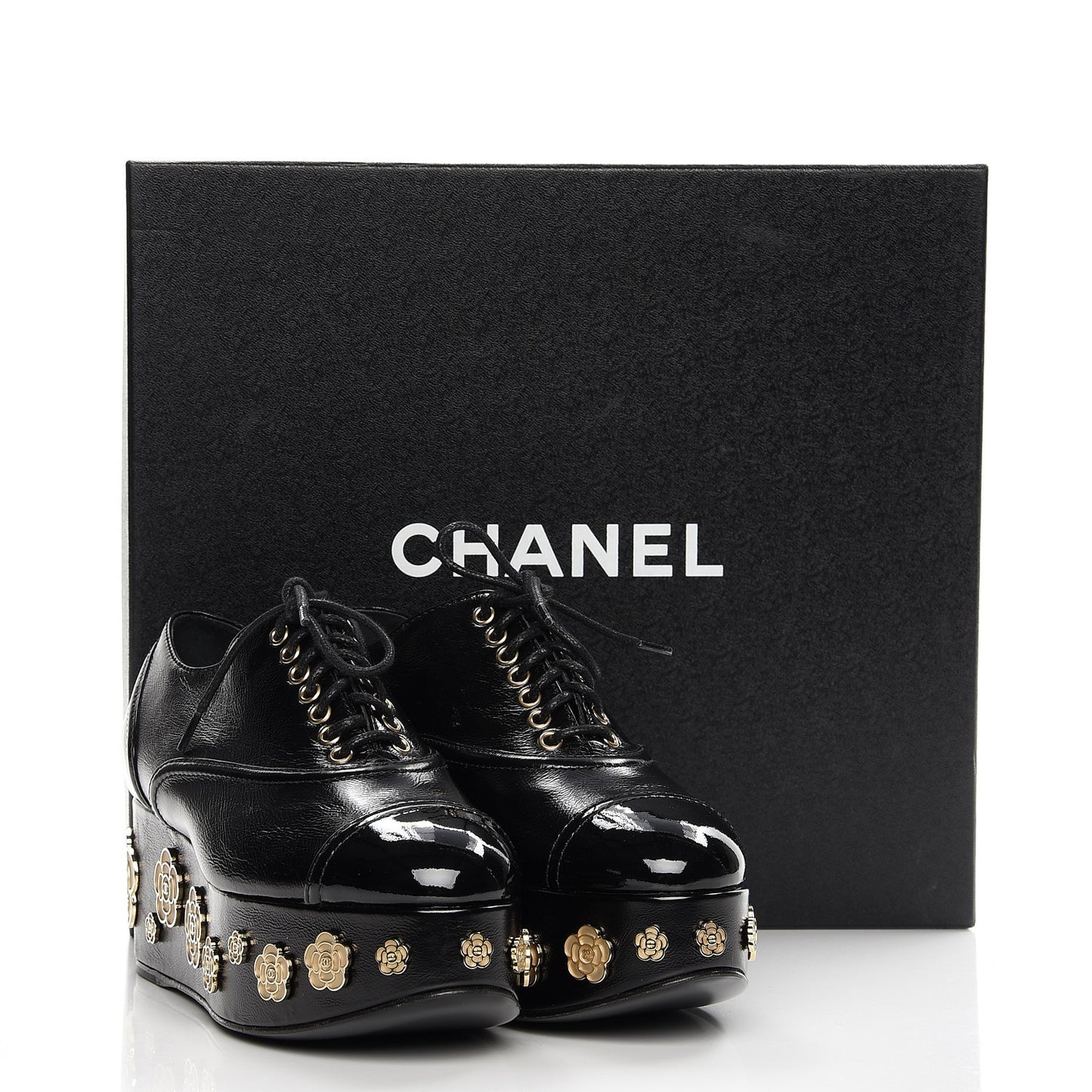 Crumpled Calfskin Lace Up Platform Oxford 35 Black