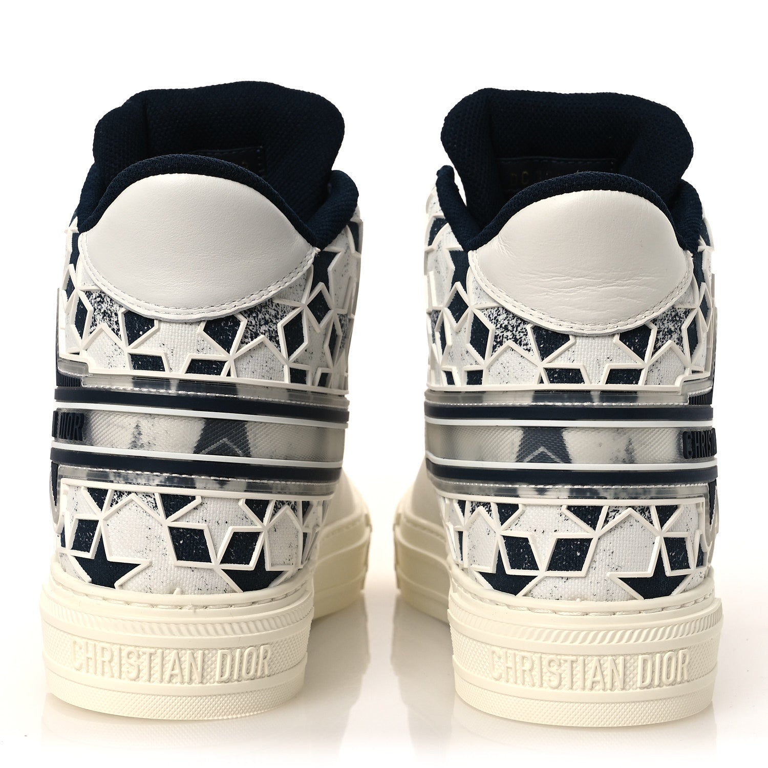 Christian Dior Canvas Calfskin Walk'N'Dior Star High Top Sneakers 38 White Deep Blue 6 of 11