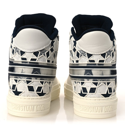Christian Dior Canvas Calfskin Walk'N'Dior Star High Top Sneakers 38 White Deep Blue 6 of 11