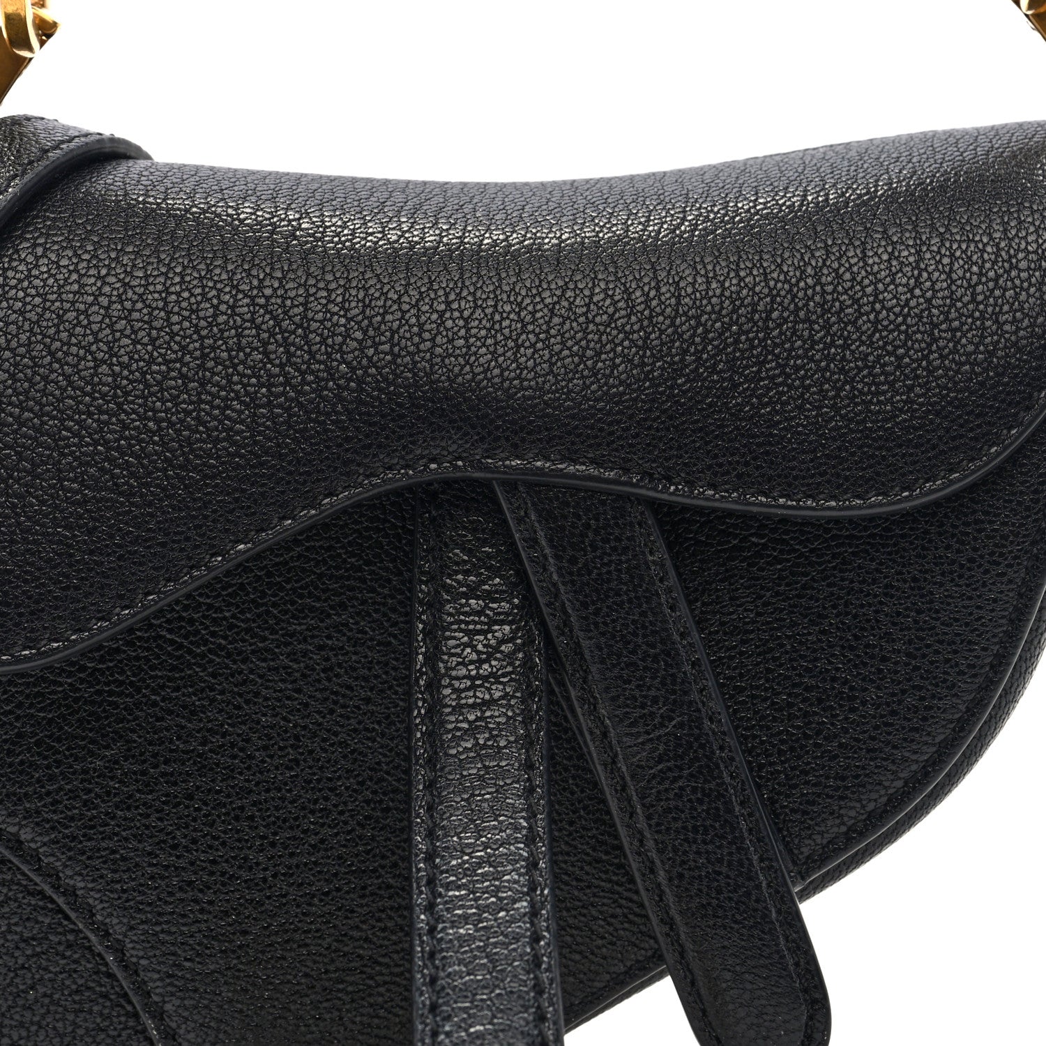 Christian Dior Goatskin Micro Saddle Bag With Strap Black 7 of 10