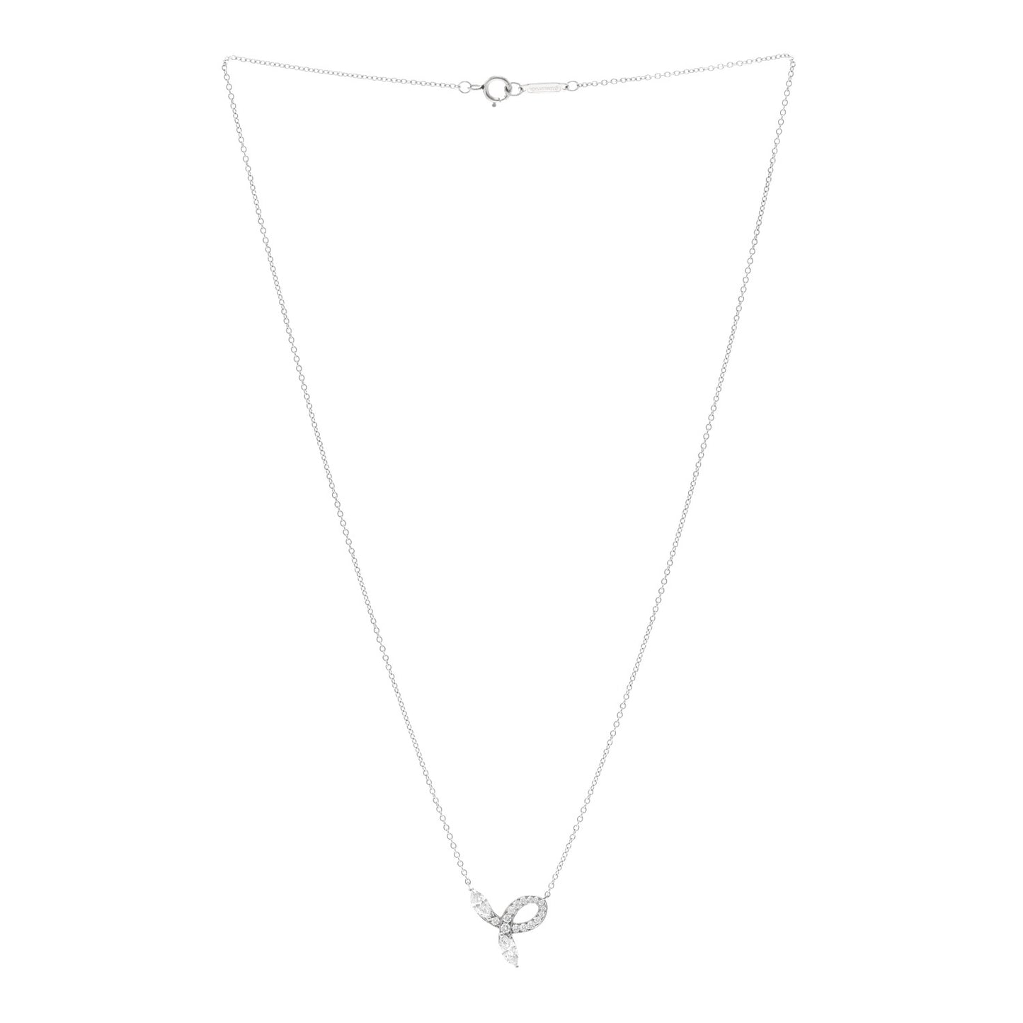 Platinum Diamond Victoria Bow Necklace