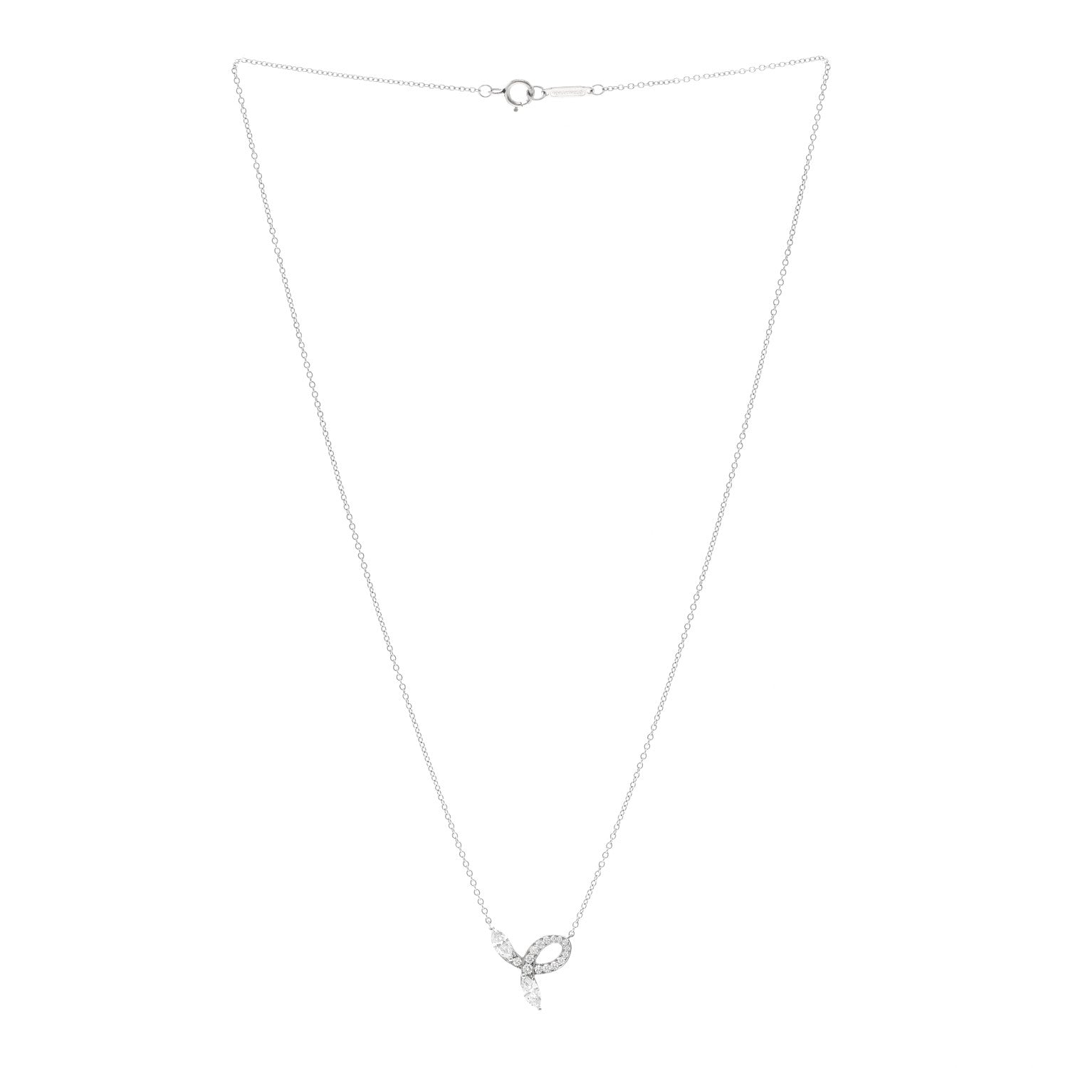 Tiffany Platinum Diamond Victoria Bow Necklace 3 of 5