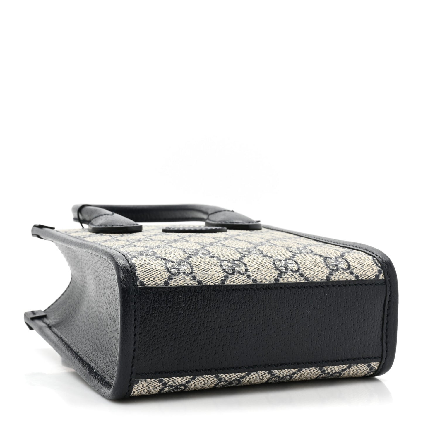 GG Supreme Monogram Textured Dollar Calfskin Mini Retro Interlocking G Tote Bag Beige Blue