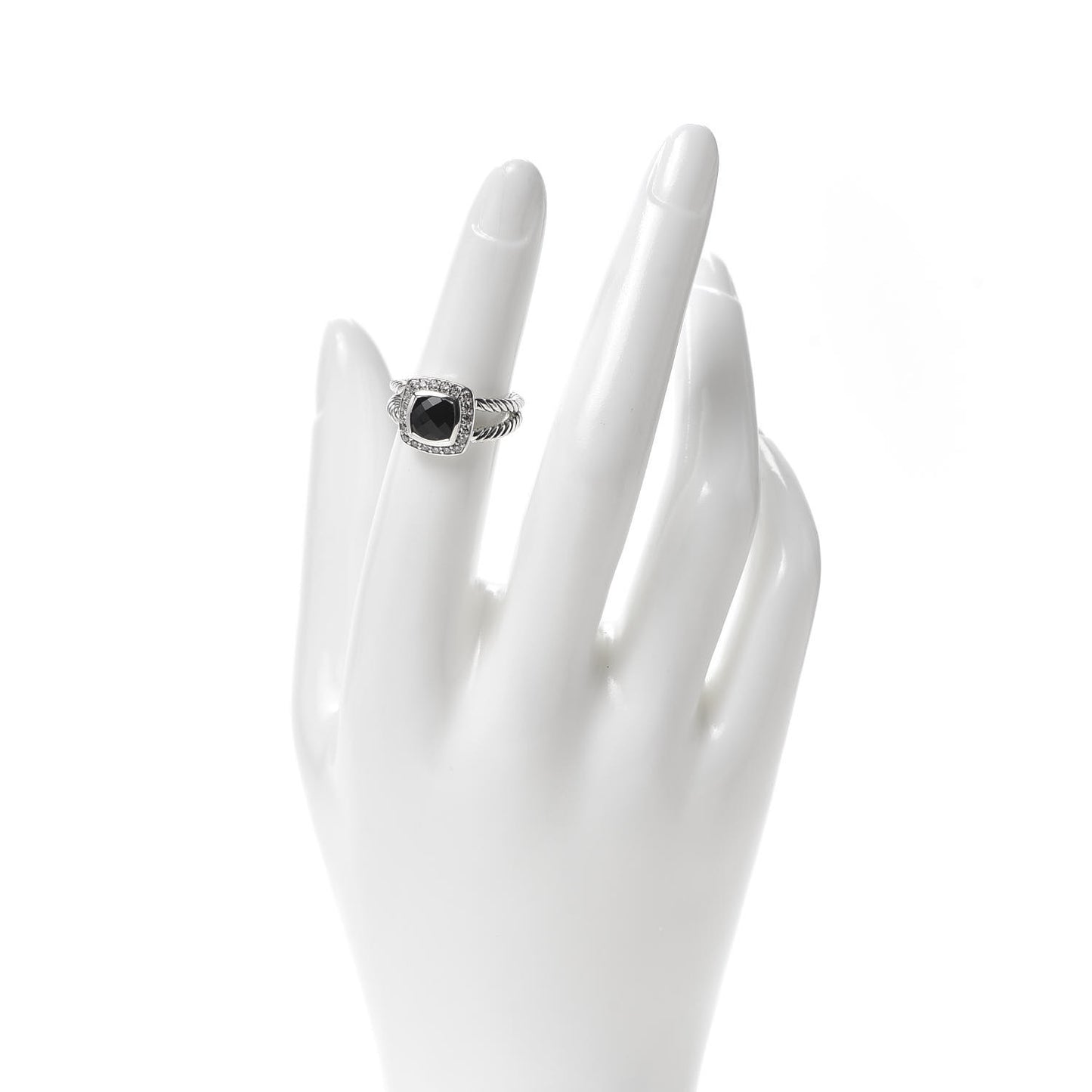 Sterling Silver Diamond Black Onyx 7mm Petite Albion Ring 49 5