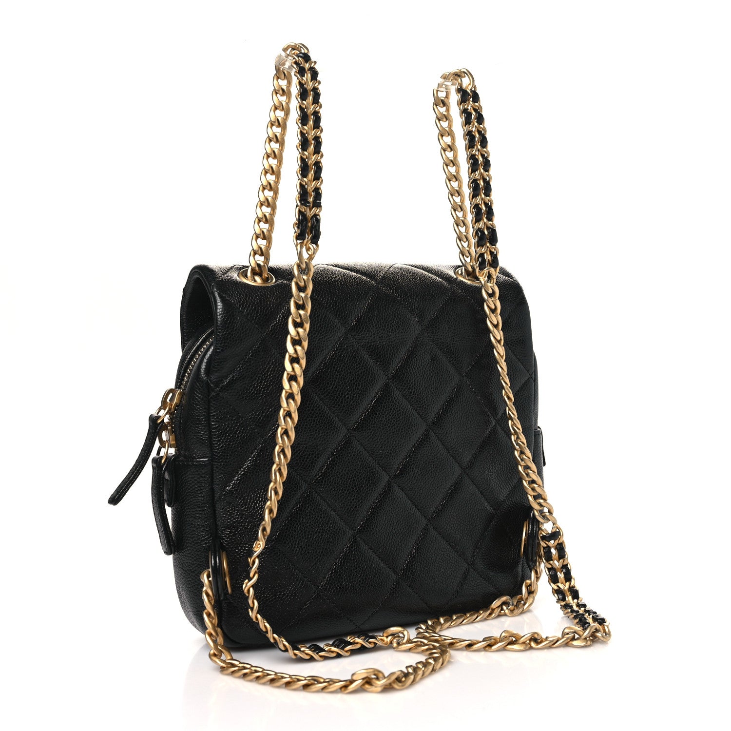 Chanel Shiny Caviar Quilted Chain Melody Backpack Black 3 of 10