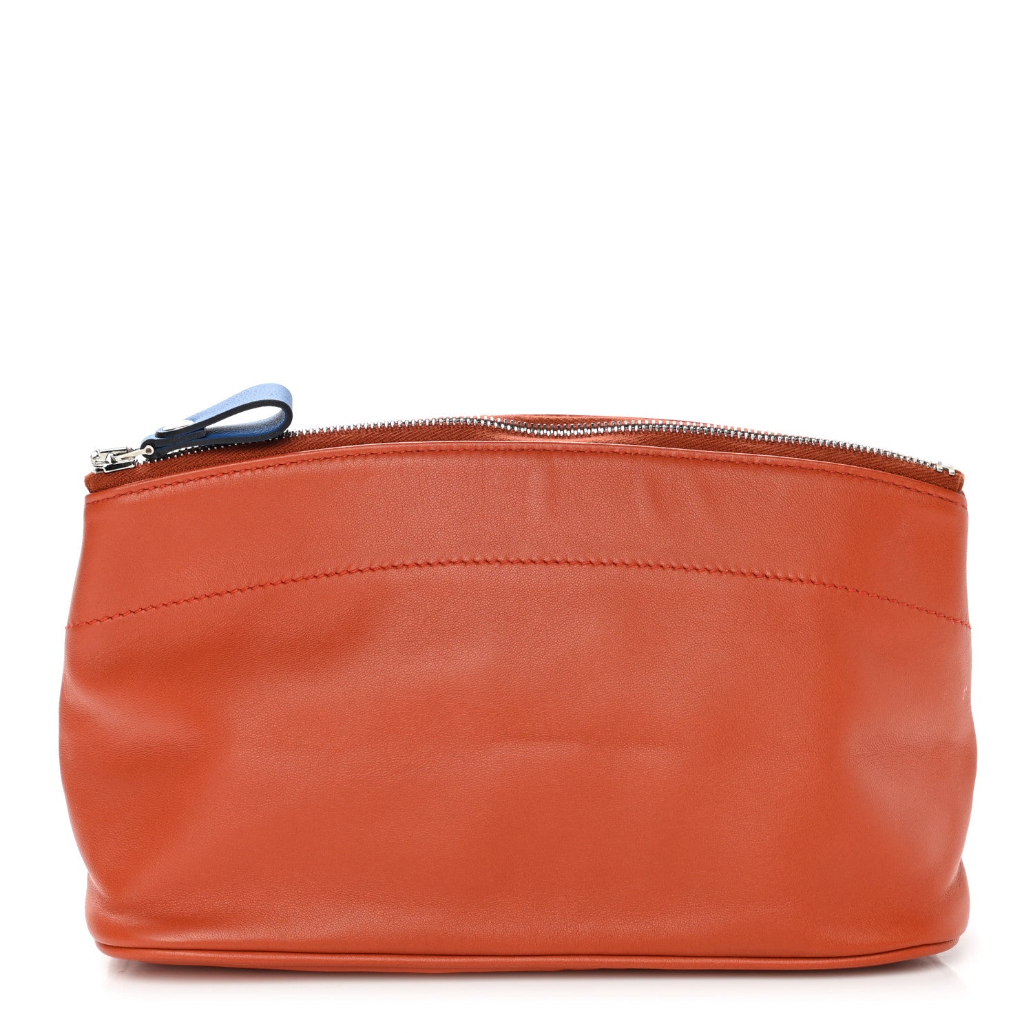 Hermes Lambskin Swift Tohubohu Pouch MM Cornaline Bleu Zellige 1 of 11