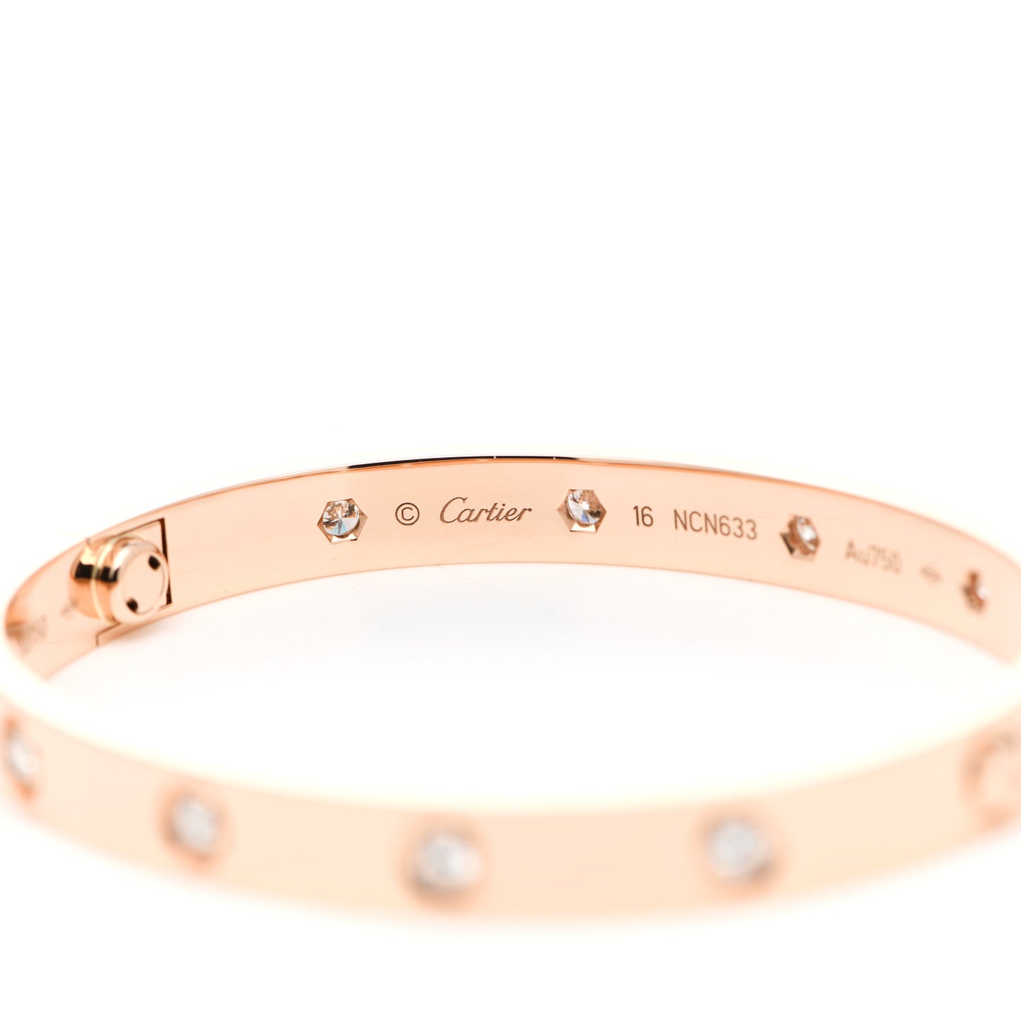 18K Pink Gold 10 Diamond LOVE Bracelet 16