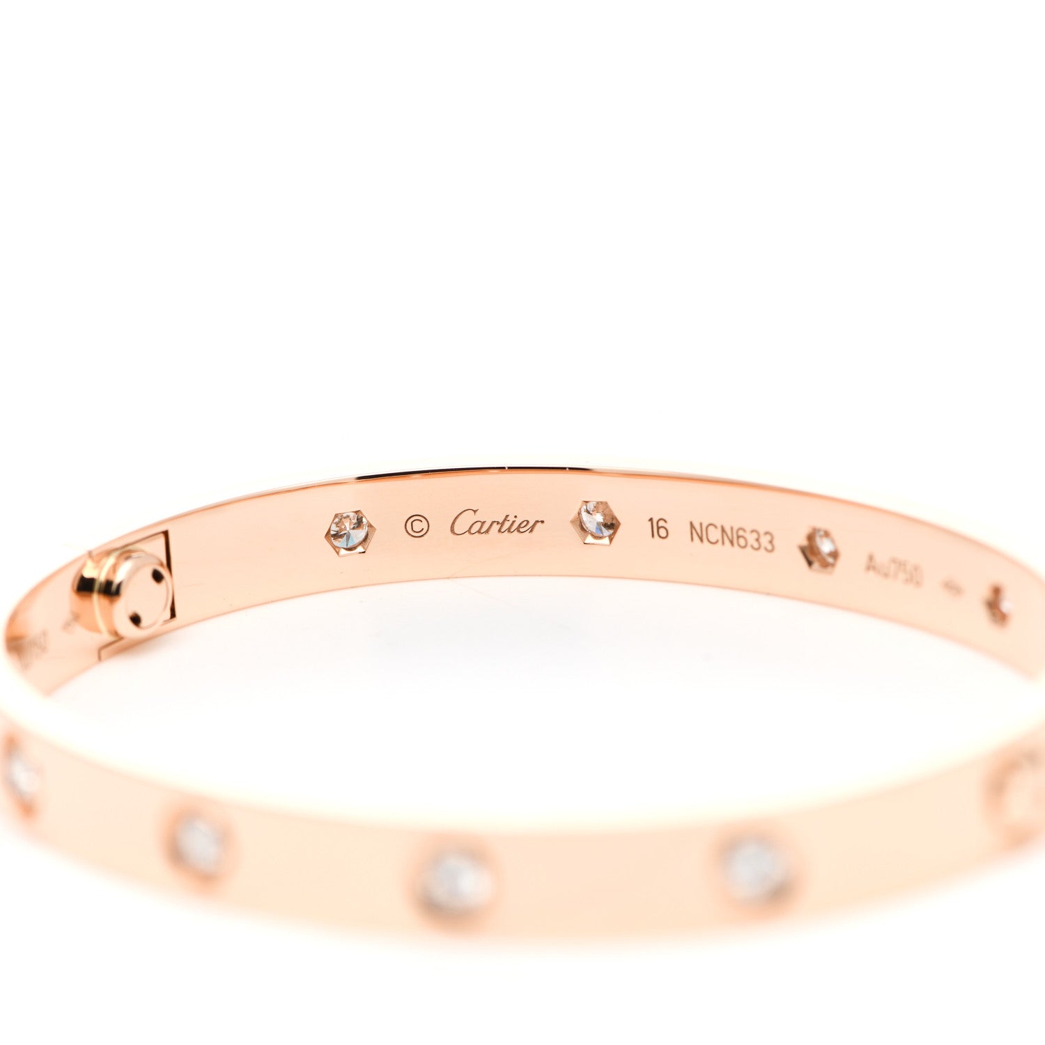 Cartier 18K Pink Gold 10 Diamond LOVE Bracelet 16 3 of 5