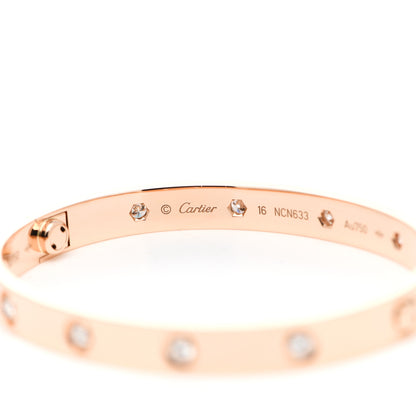 Cartier 18K Pink Gold 10 Diamond LOVE Bracelet 16 3 of 5