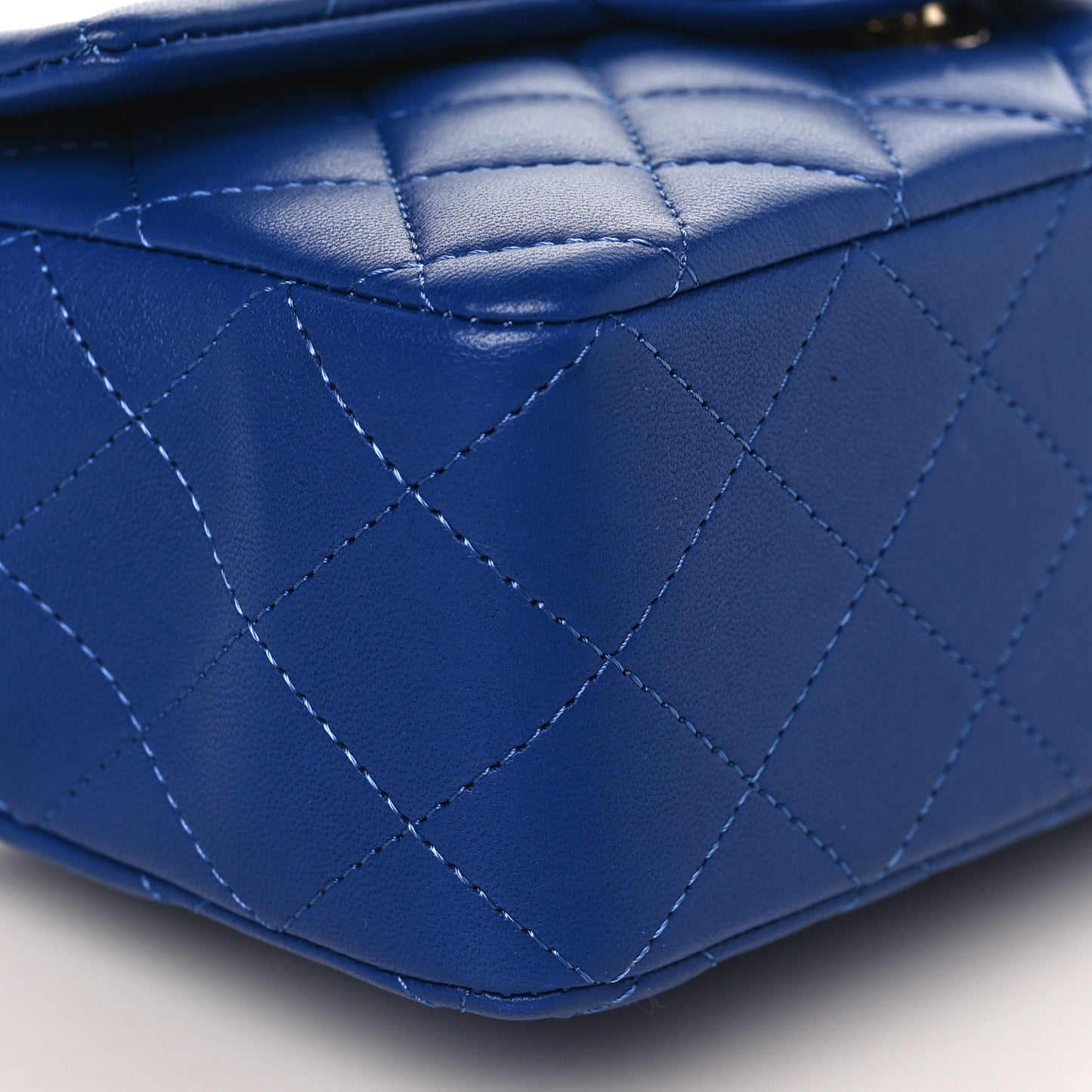 Lambskin Quilted Mini Top Handle Rectangular Flap Blue