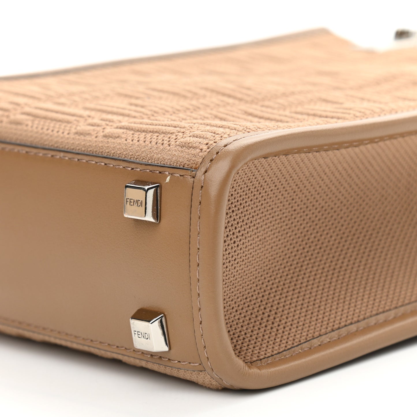 Technical Fabric Vitello Ceylon Plexiglass FF Mini Fendi Sunshine Shopper Tote Sand