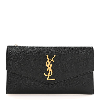 Saint Laurent Grain De Poudre Monogram Uptown Wallet Black 1 of 8