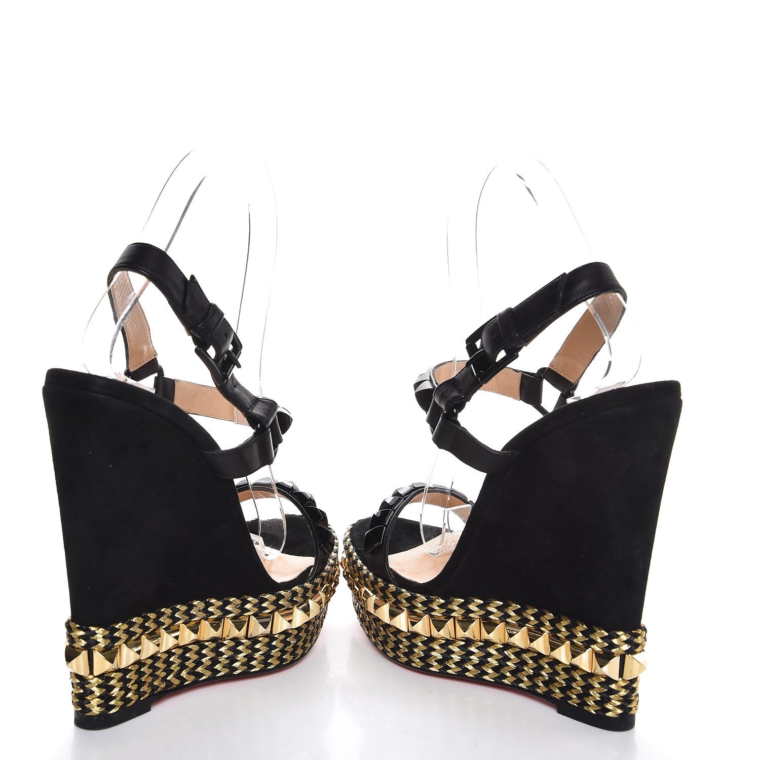Christian Louboutin Suede Rope Cataclou 140 Wedge Sandals 36 Black Gold 6 of 11