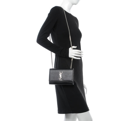 Saint Laurent Grain De Poudre Small Monogram Kate Satchel Black 2 of 8