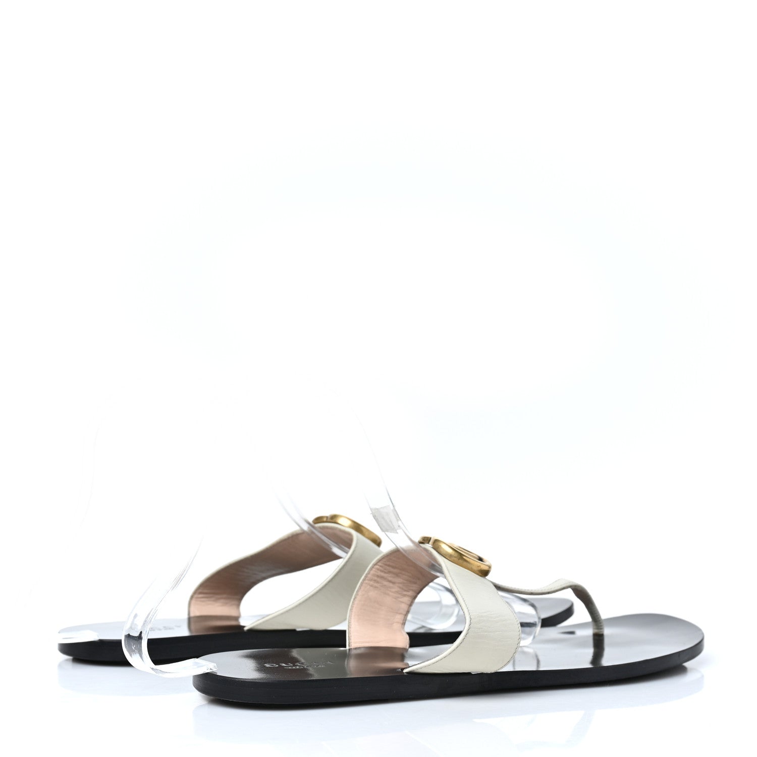 Gucci Calfskin GG Marmont Thong Sandals 41 Mystic White 4 of 7