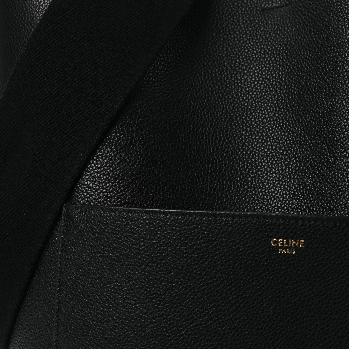 Soft Grained Calfskin Sangle Bucket Bag Black