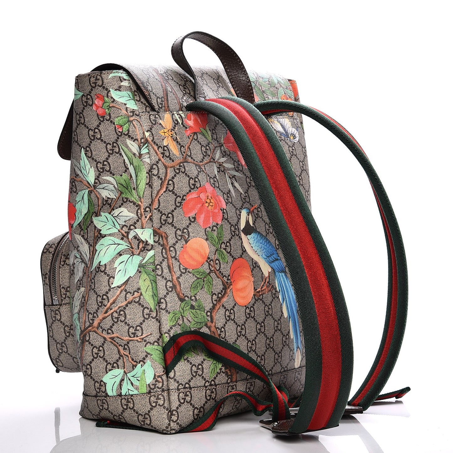 GG Supreme Monogram Tian Web Single Buckle Backpack Beige Multicolor New Acero