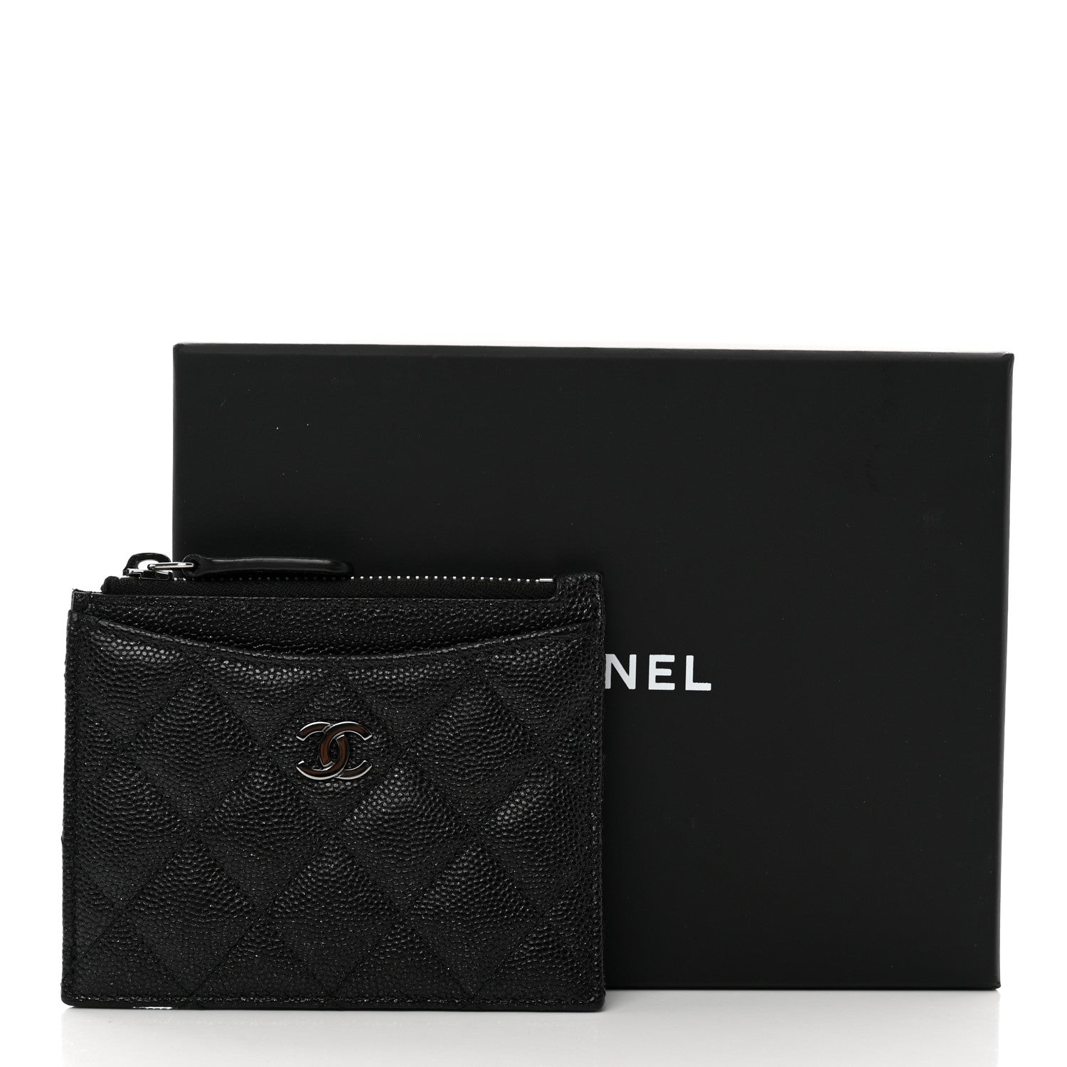 Chanel Iridescent Caviar Quilted CC Zip Card Holder Black 8 of 8