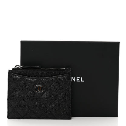 Chanel Iridescent Caviar Quilted CC Zip Card Holder Black 8 of 8