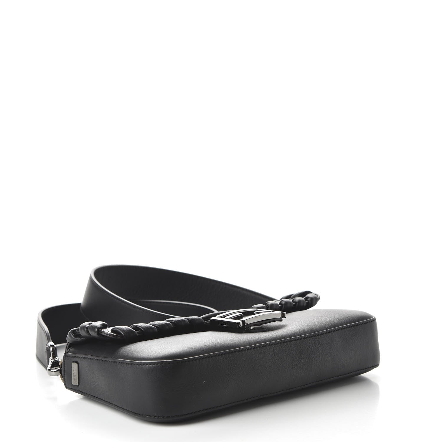 Fendi Vitello Dolce Lace Up Baguette Black 4 of 9