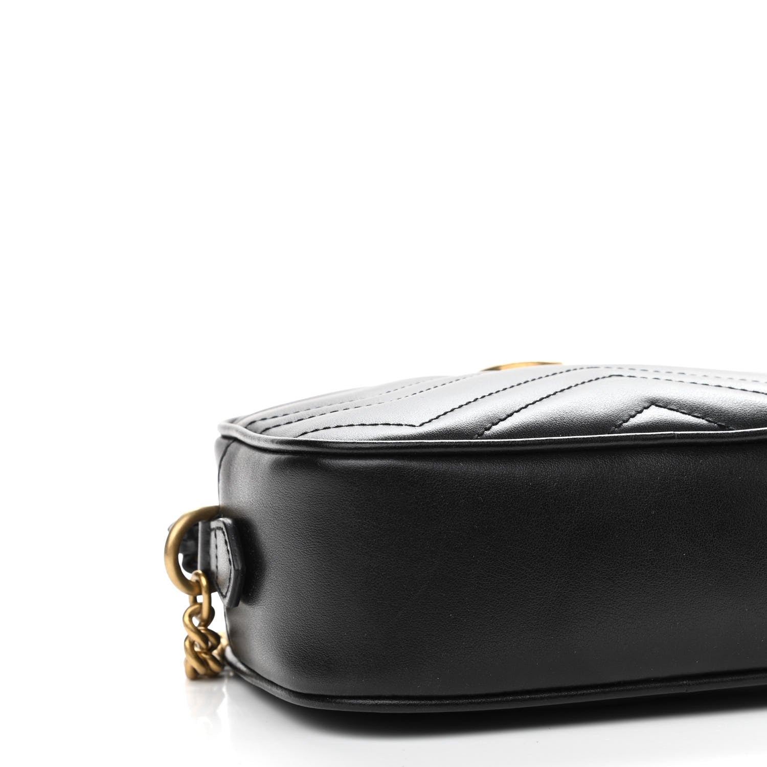 Gucci Calfskin Matelasse Mini GG Marmont Chain Shoulder Bag Black 5 of 10