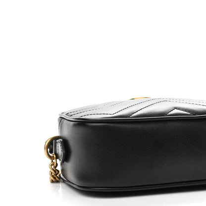 Gucci Calfskin Matelasse Mini GG Marmont Chain Shoulder Bag Black 5 of 10